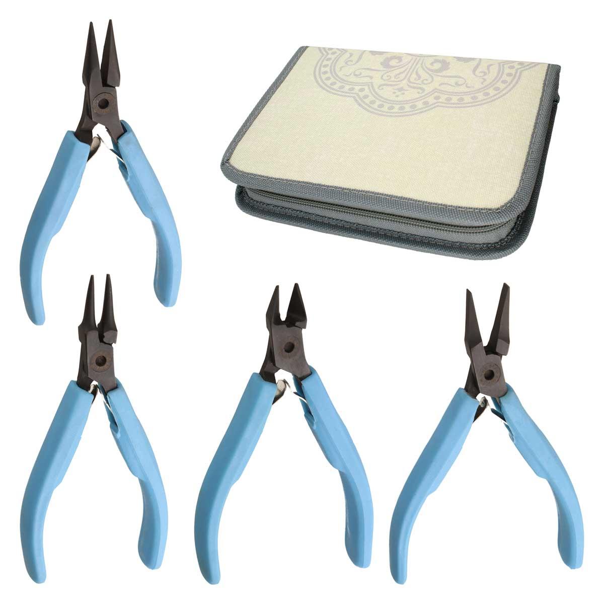 jewelers elements pliers-4pc kit w case chain-round
